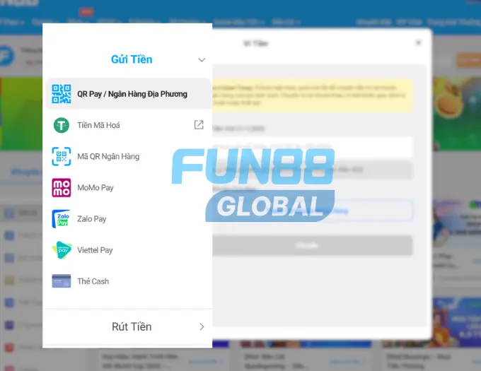 Fun88 hỗ trợ nạp tiền đa kênh