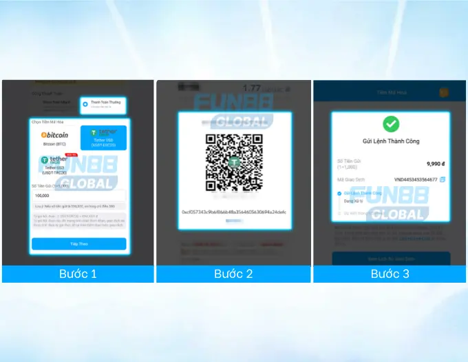 Nạp tiền bằng tiền điện tử tại Fun88 phương thức thanh toán thường