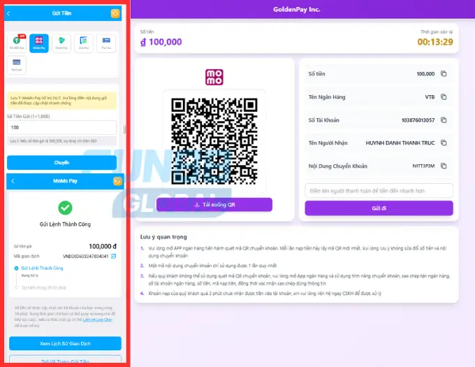 Nạp tiền qua ví điện tử MoMo