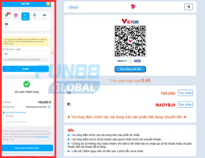 Nạp tiền qua ví điện tử ViettelPay