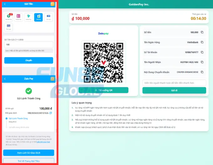 Nạp tiền qua ví điện tử ZaloPay