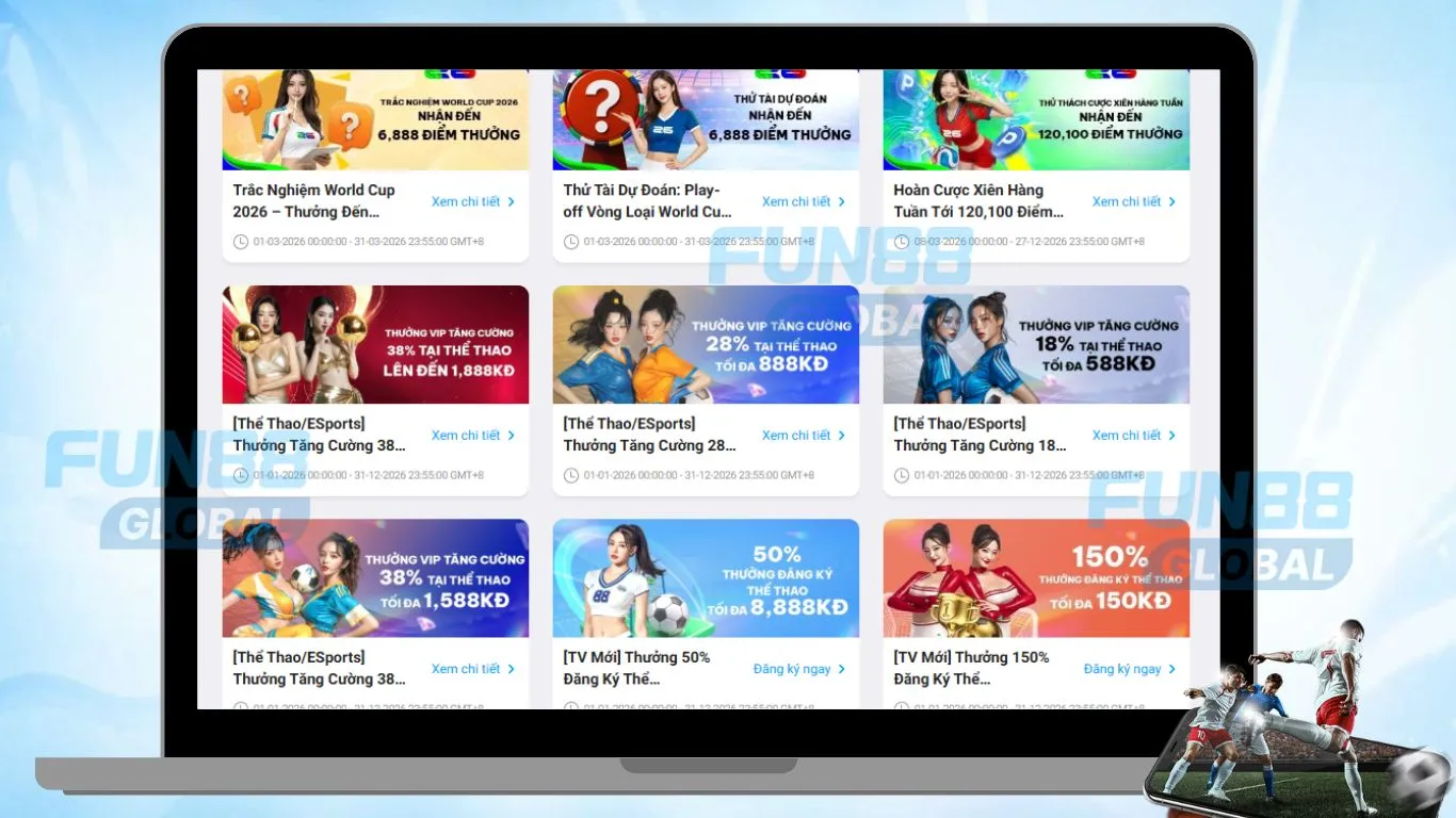 Khuyến mãi cá cược thể thao đa dạng lên tới 30% thưởng tăng cường