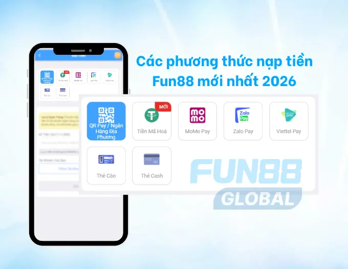 Các phương thức nạp tiền Fun88 mới nhất tại Fun88